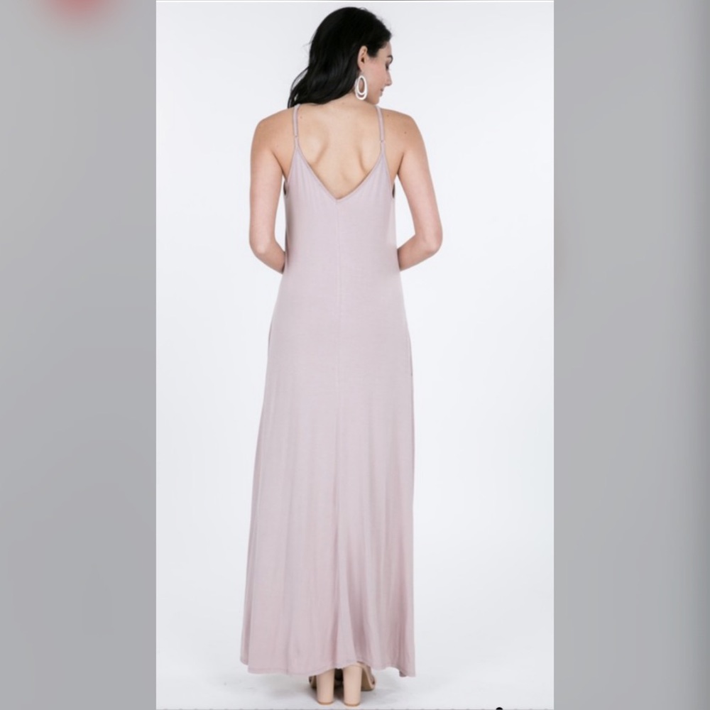 Last 1 L Stretchy V Neck Tank Maxi Dress w/Pockets - Picture 4 of 4